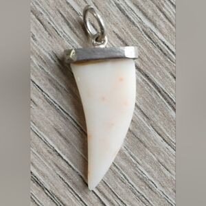 Vintage Horn Bone Of Plenty Pendant Hand carved Sterling Silver
